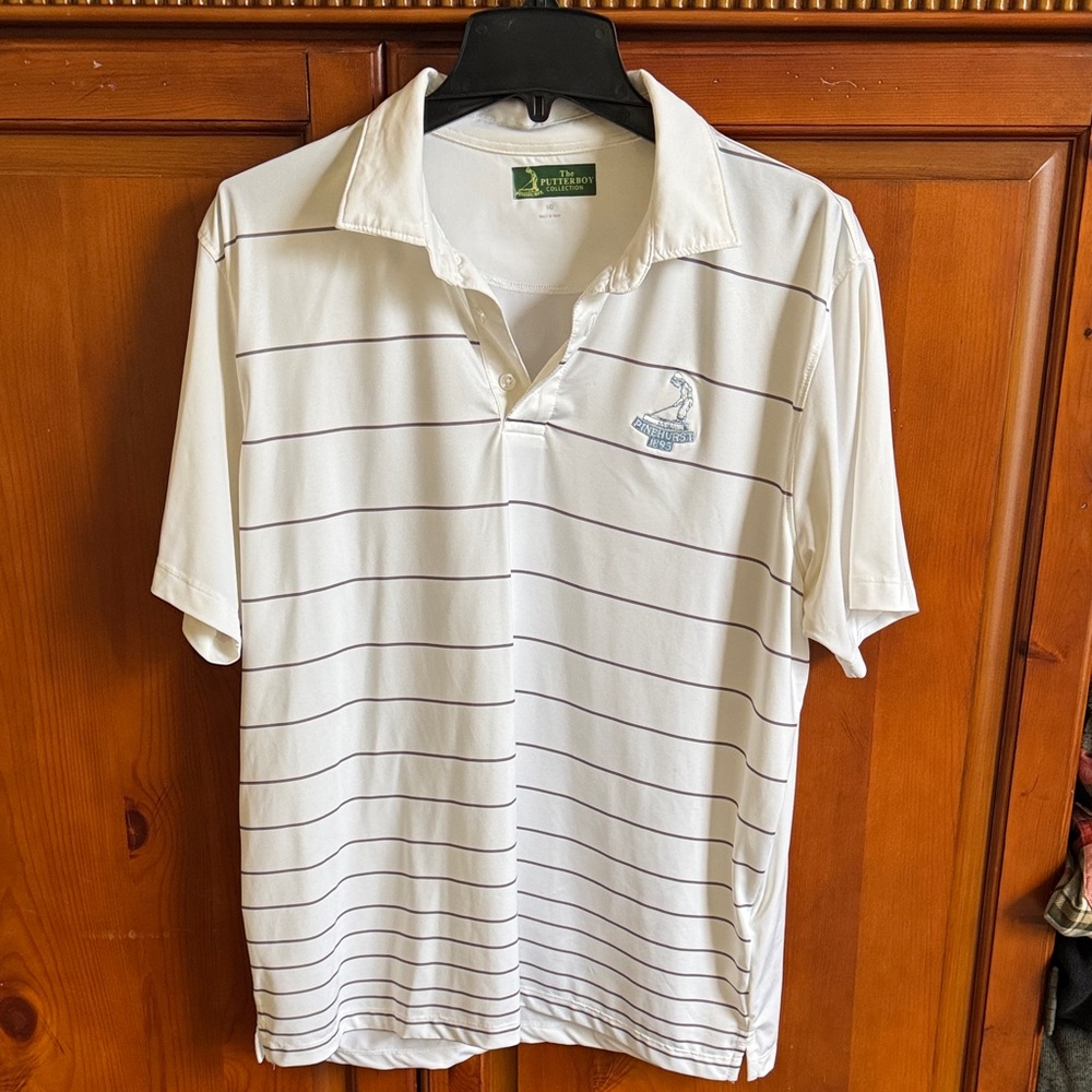 Pinehurst Putterboy Collection White Striped Polo Shirt